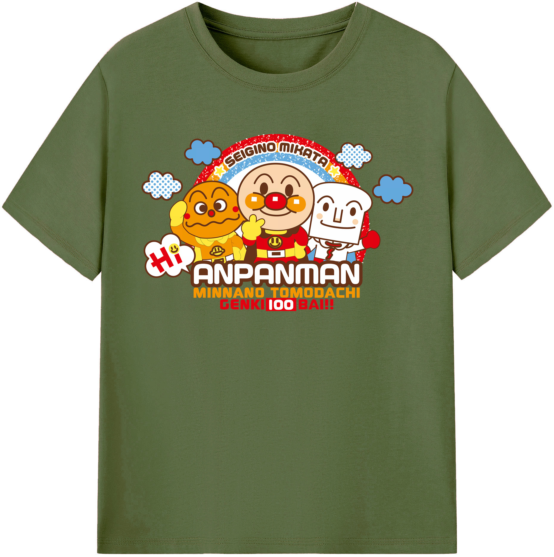 （画像用） アンパンマン Anpanman 綿100％半袖Tシャツ（フロントプリント）